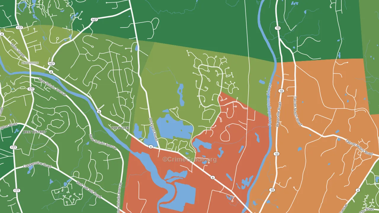 River Glen, CT Map of Theft Rates