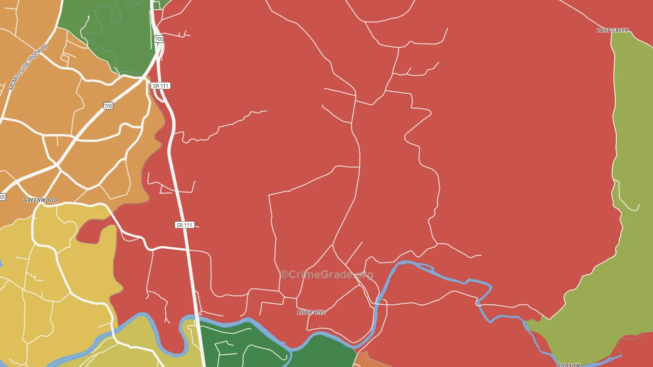 River Hill, TN Map of Theft Rates