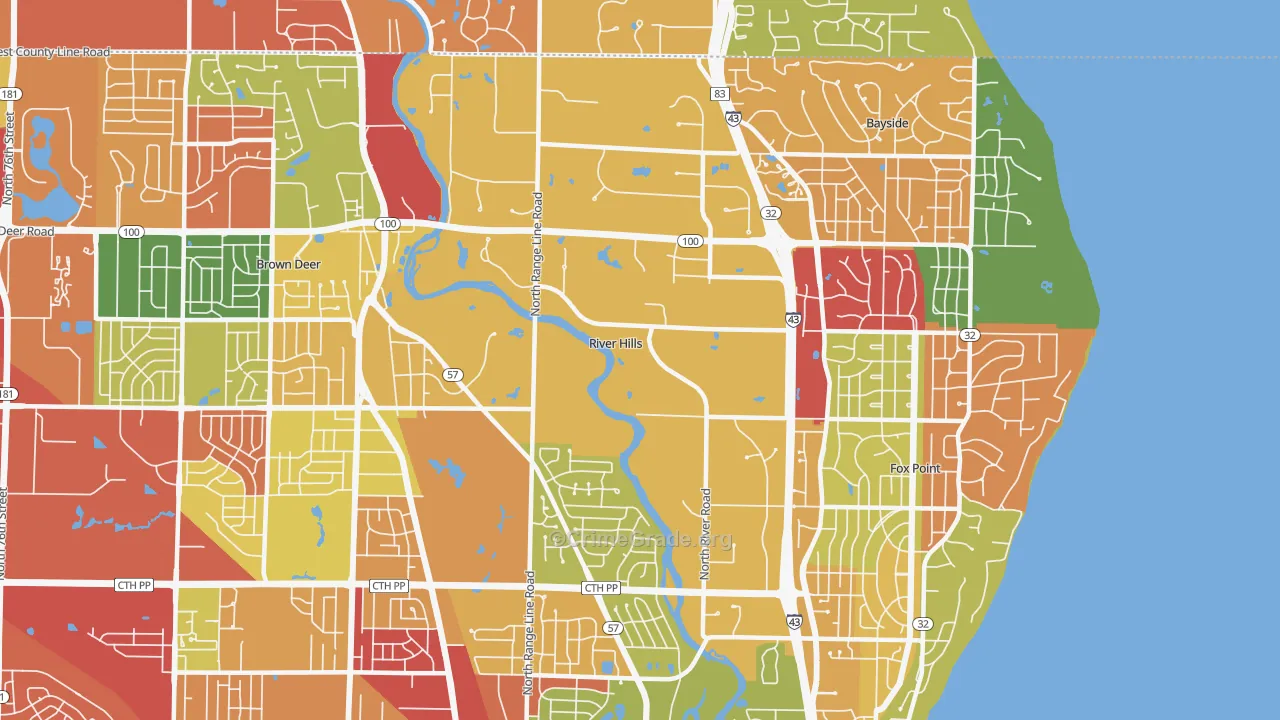 River Hills, WI Map of Theft Rates