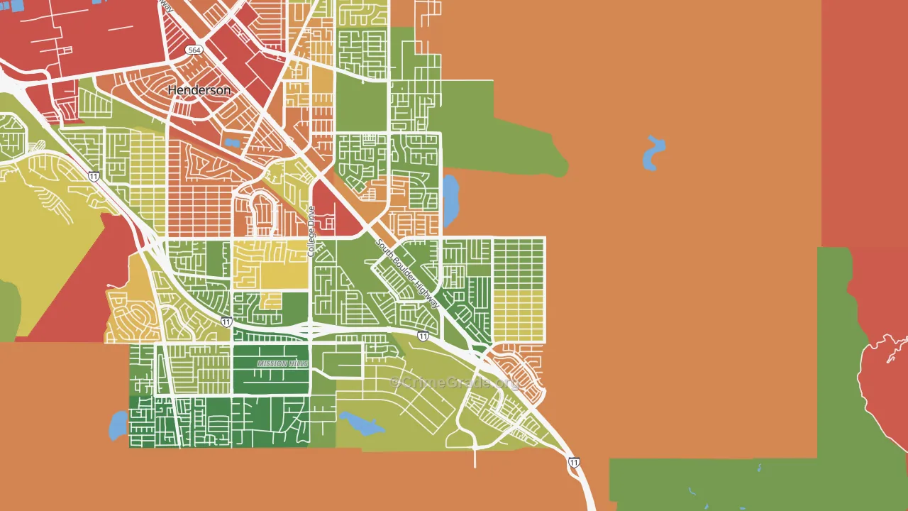 River Mountain, Henderson, NV Map of Theft Rates