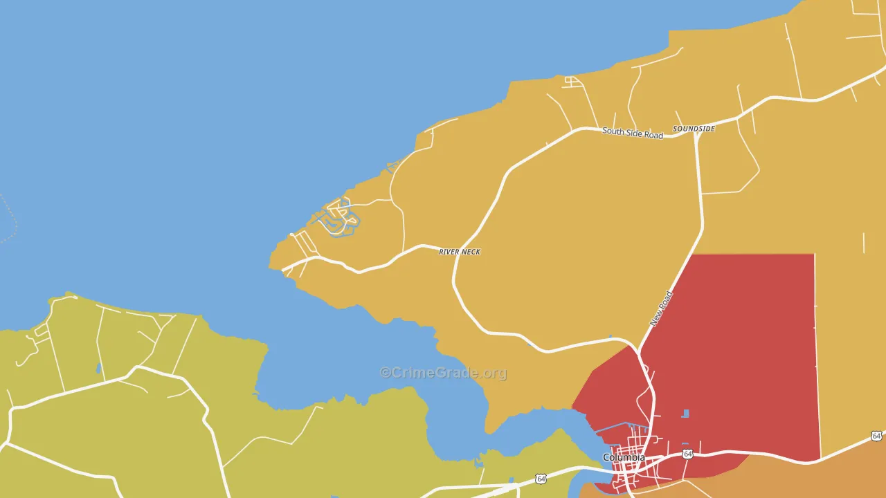 River Neck, NC Map of Theft Rates