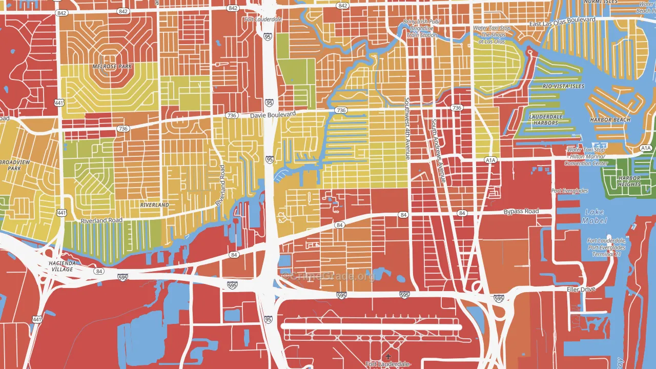 River Oaks, Fort Lauderdale, FL Map of Theft Rates