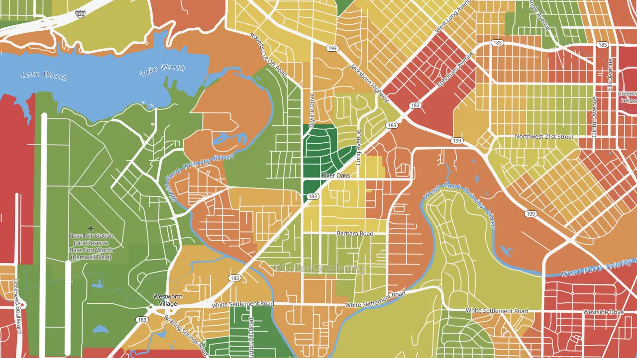 River Oaks, TX Map of Theft Rates