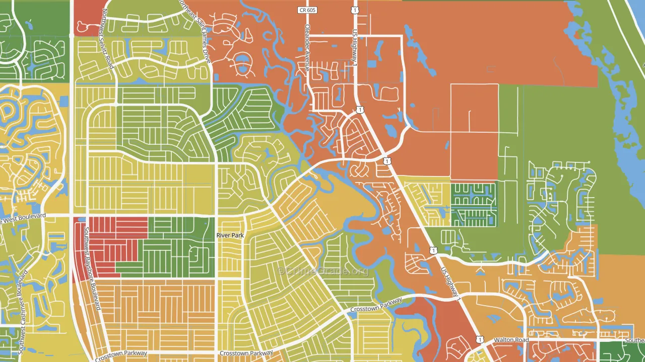 River Park, Port St. Lucie, FL Map of Theft Rates