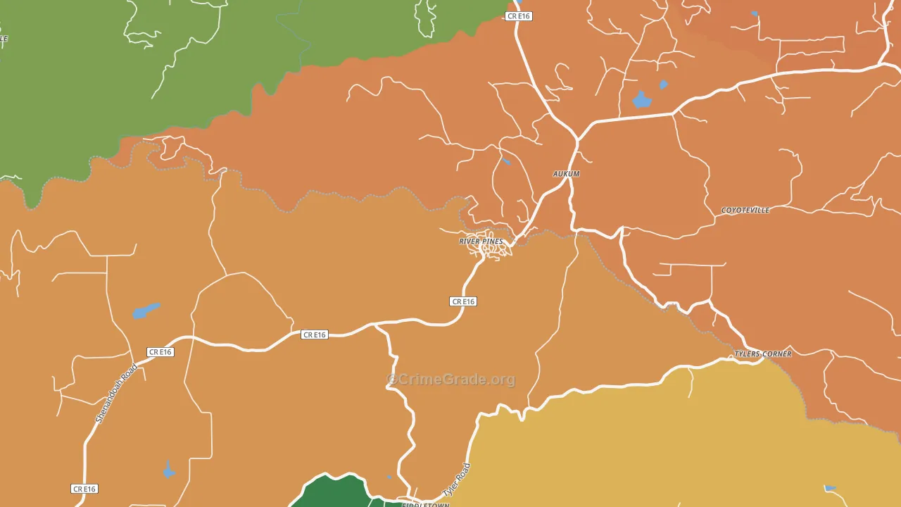 River Pines, CA Map of Theft Rates
