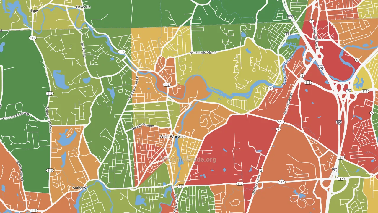 River Point, West Warwick, RI Map of Theft Rates