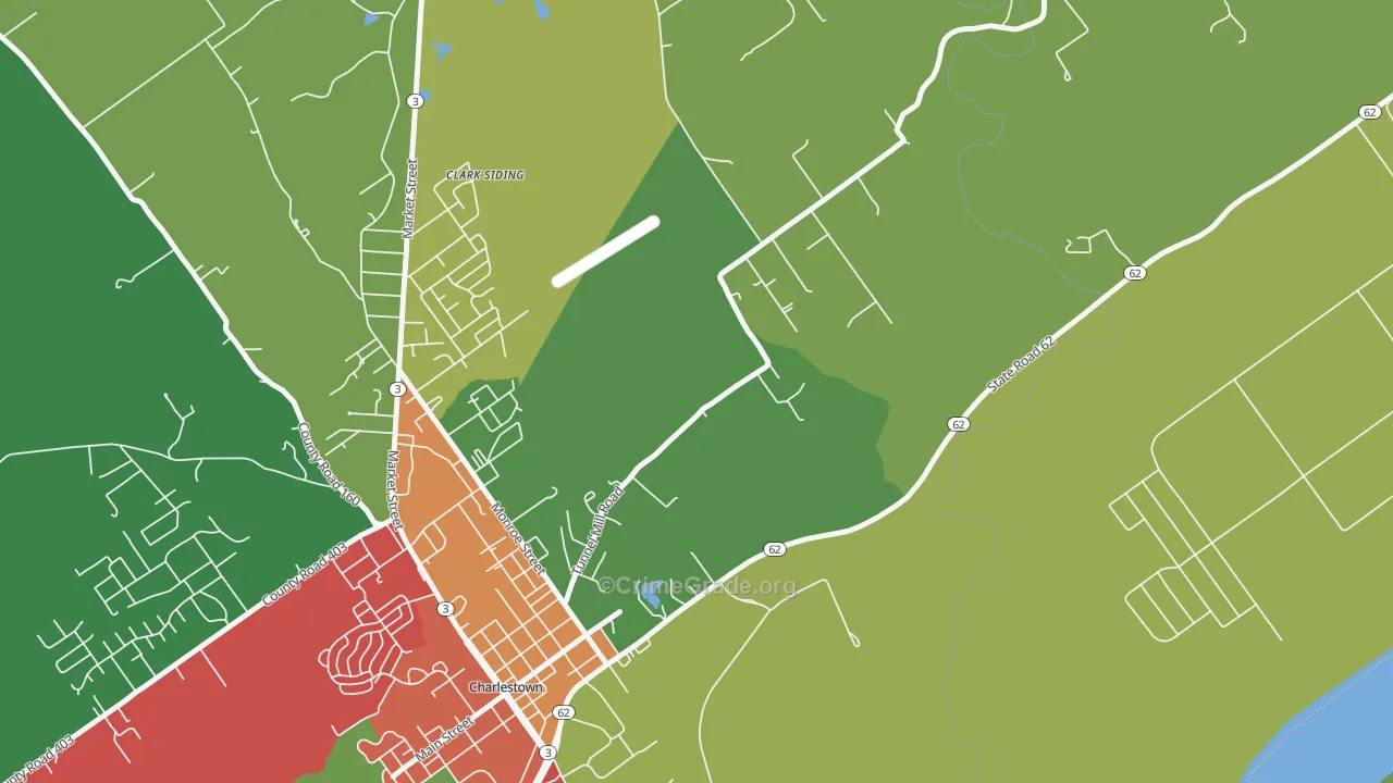 River Ridge, IN Map of Theft Rates