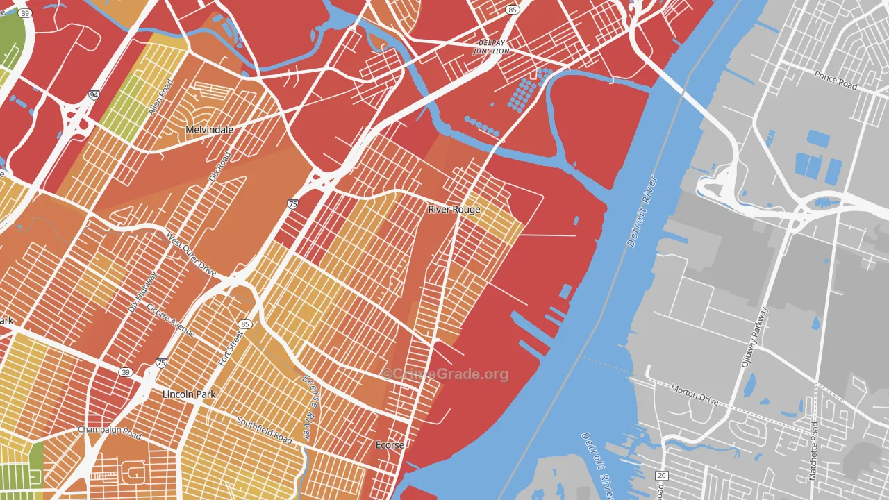 River Rouge, MI Map of Theft Rates