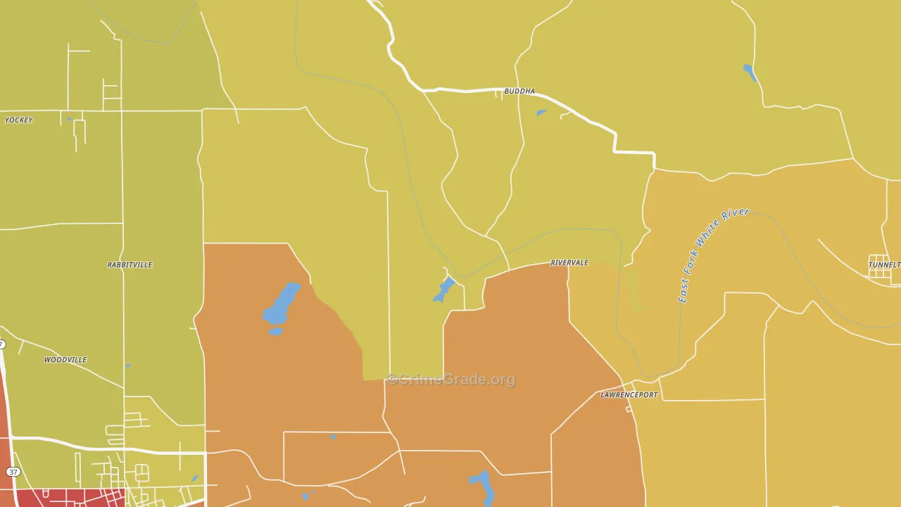 River Vale, IN Map of Theft Rates