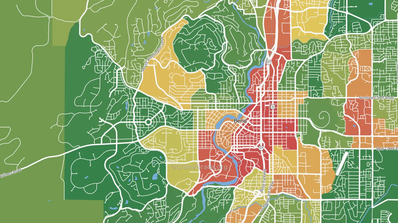 River West, Bend, OR Map of Theft Rates