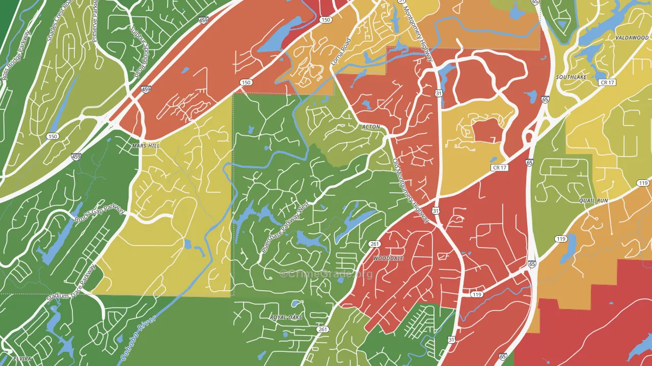 Riverchase Country Club, Hoover, AL Map of Theft Rates