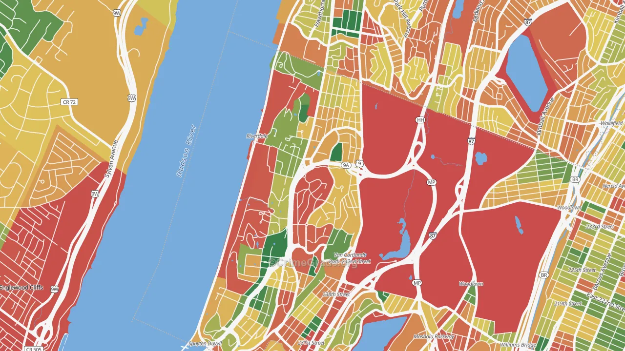 Riverdale, Bronx, NY Map of Theft Rates
