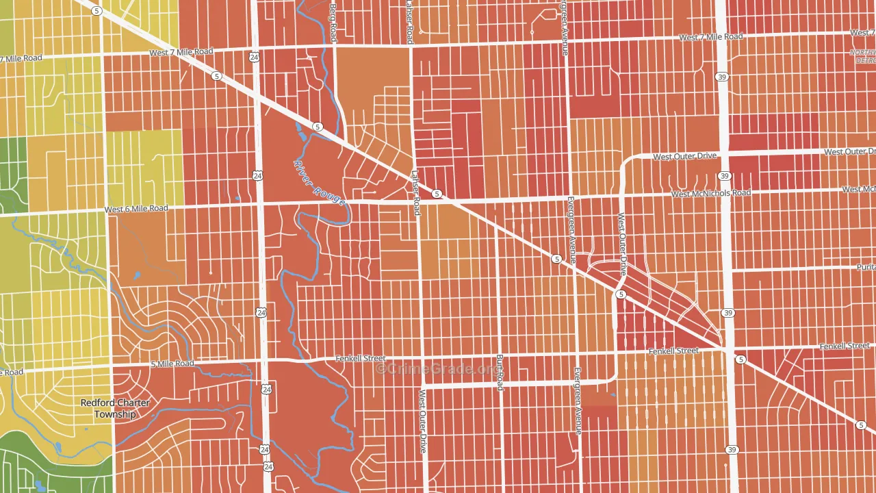 Riverdale, Detroit, MI Map of Theft Rates