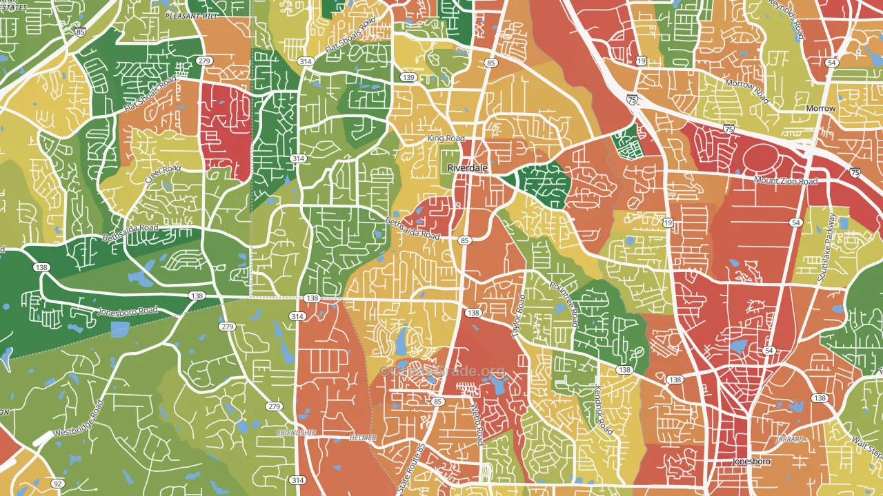Riverdale, GA Map of Theft Rates