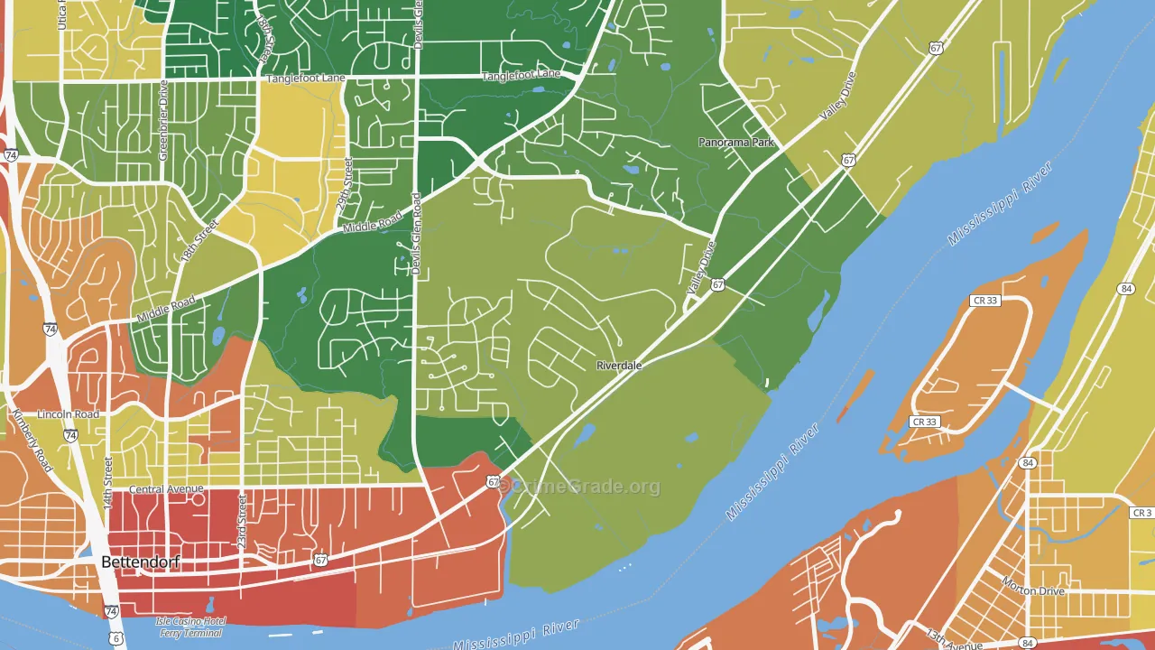 Riverdale, IA Map of Theft Rates