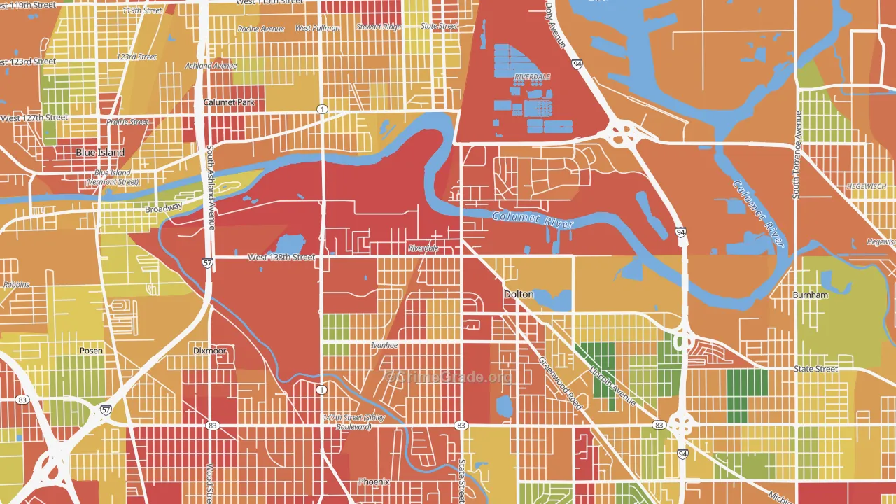 Riverdale, IL Map of Theft Rates