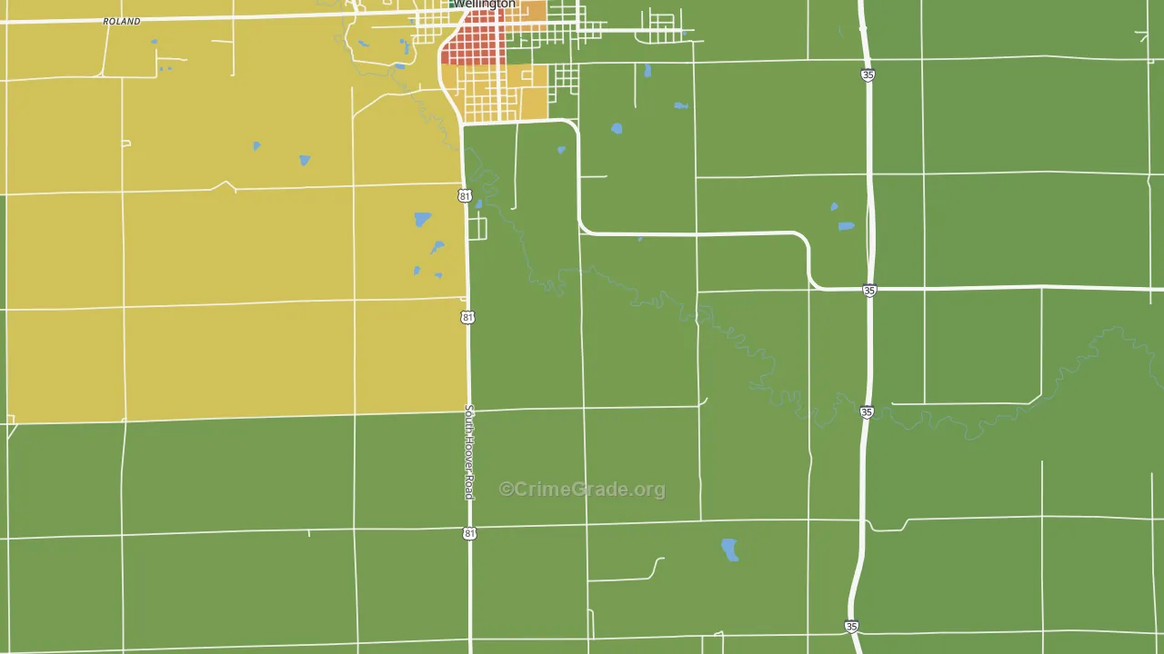 Riverdale, KS Map of Theft Rates