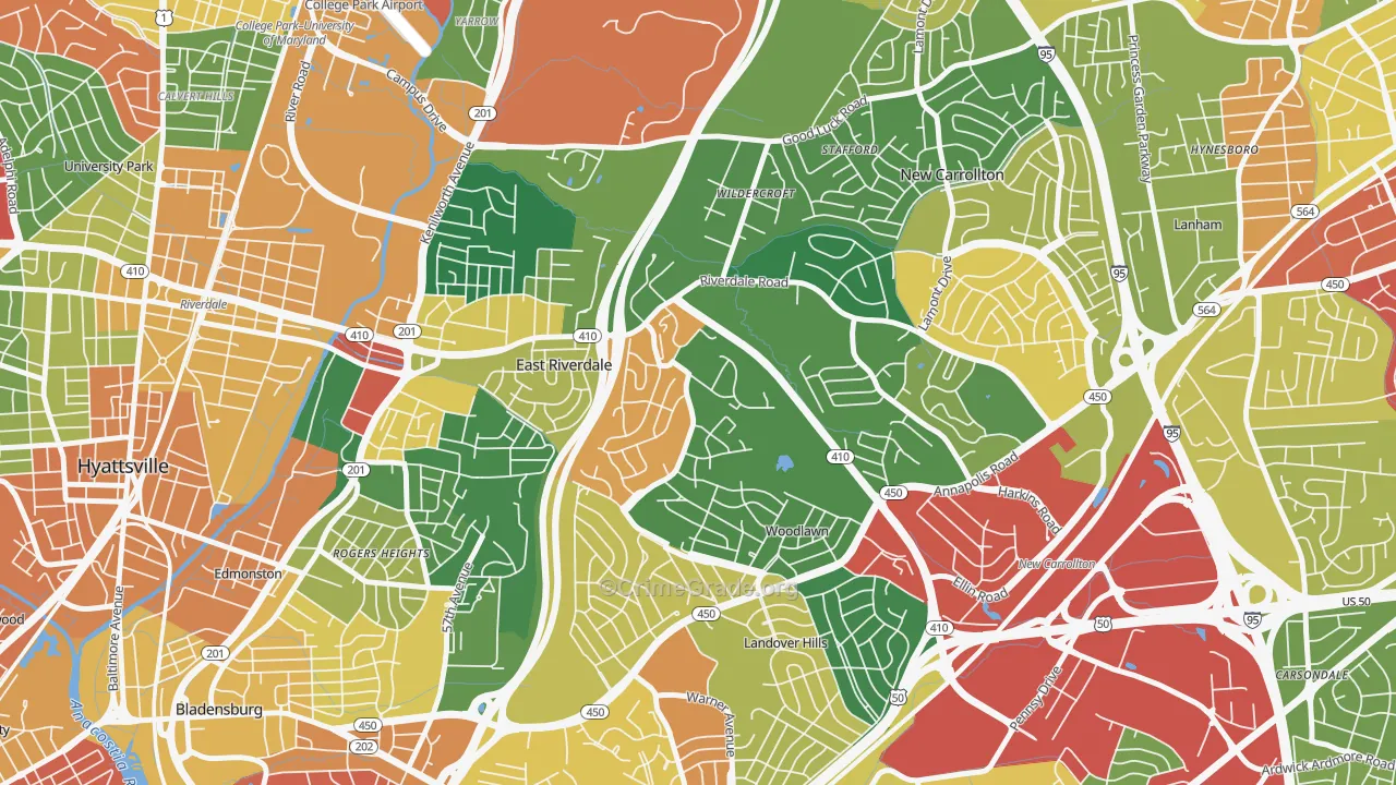 Riverdale, MD Map of Theft Rates