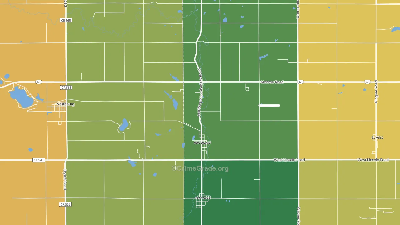 Riverdale, MI Map of Theft Rates