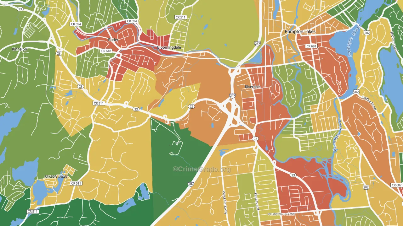 Riverdale, NJ Map of Theft Rates