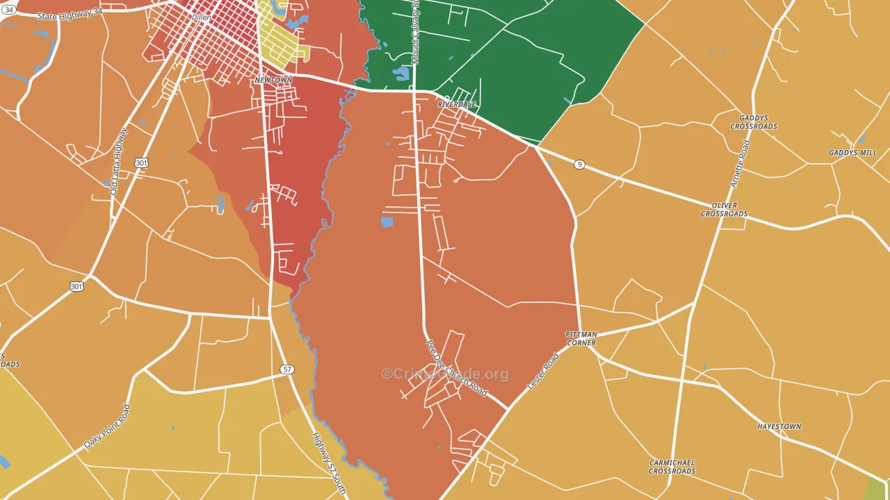 Riverdale, SC Map of Theft Rates
