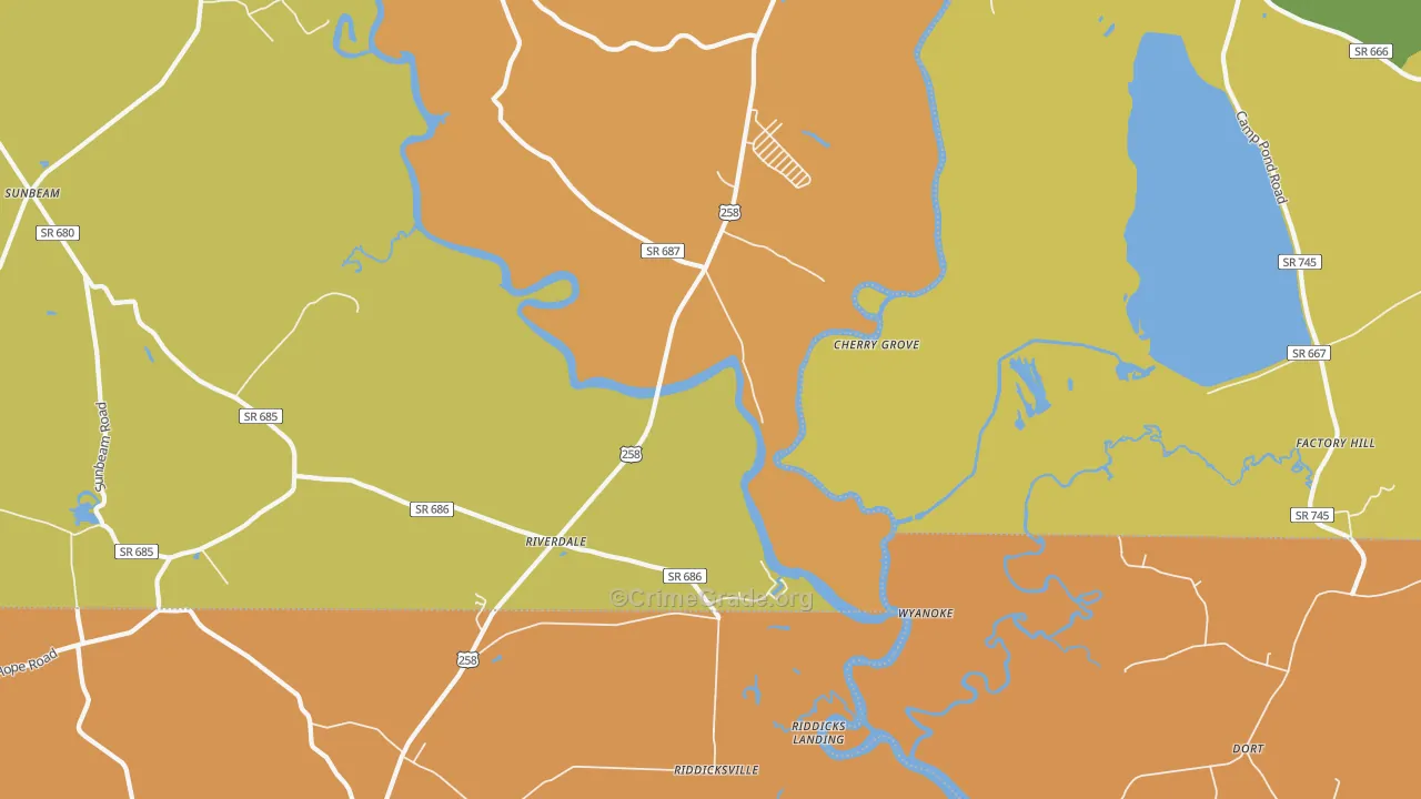 Riverdale, VA Map of Theft Rates