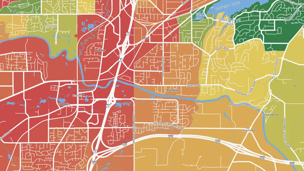 Rivergrove, OR Map of Theft Rates