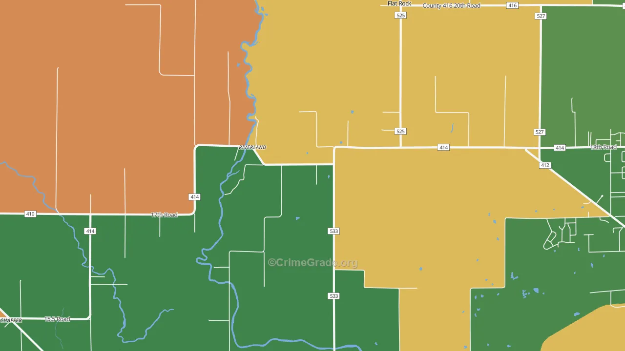 Riverland, MI Map of Theft Rates