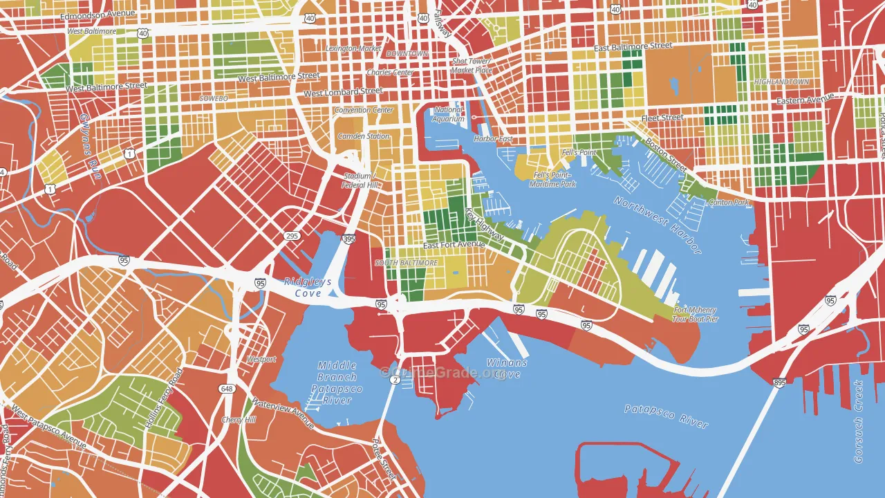 Riverside, Baltimore, MD Map of Theft Rates