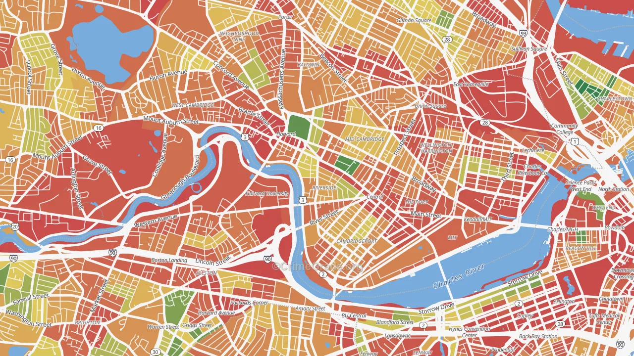 Riverside, Cambridge, MA Map of Theft Rates