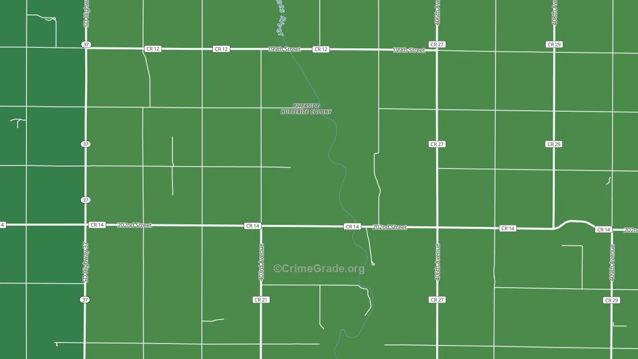 Riverside Colony, SD Map of Theft Rates