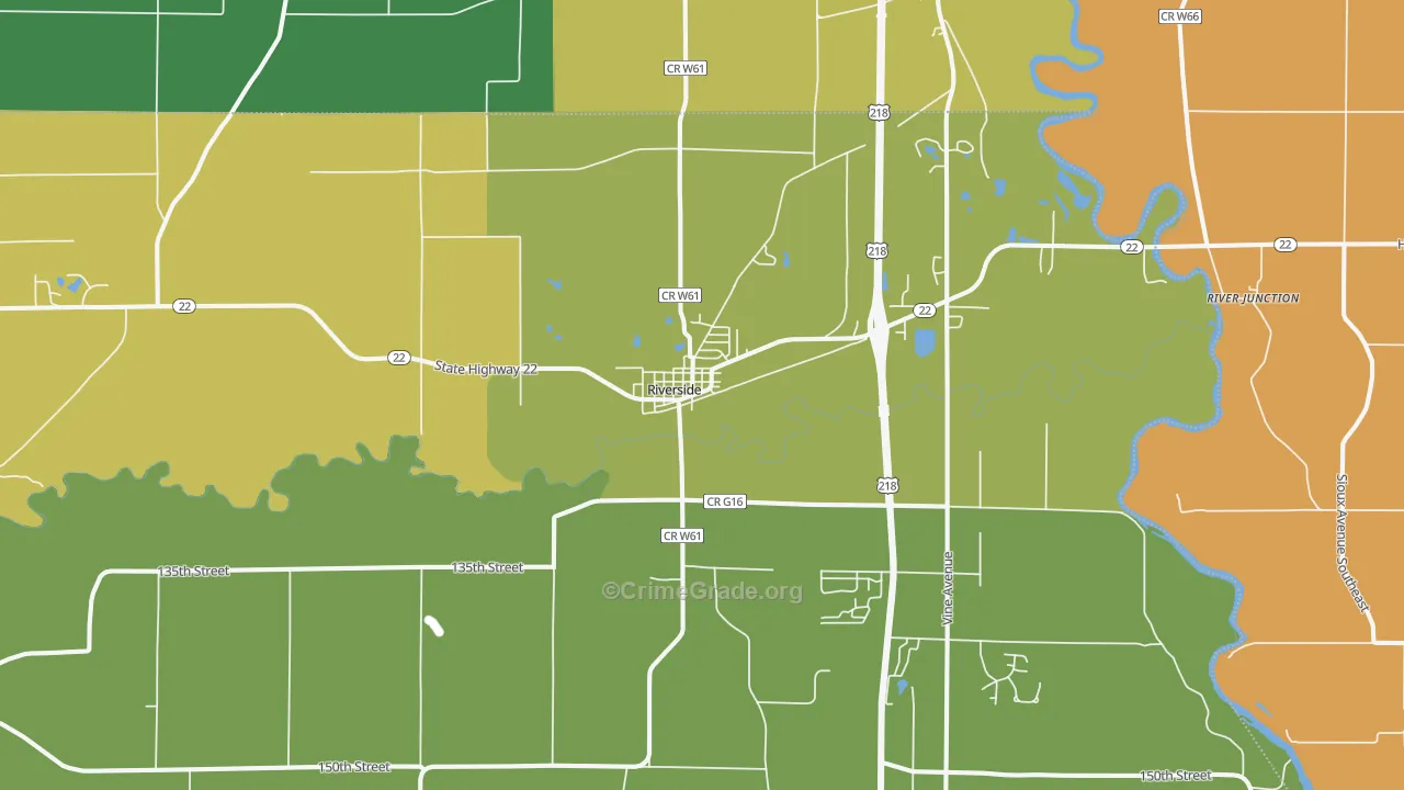 Riverside, IA Map of Theft Rates