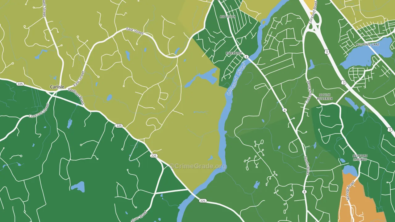 Riverside, MA Map of Theft Rates