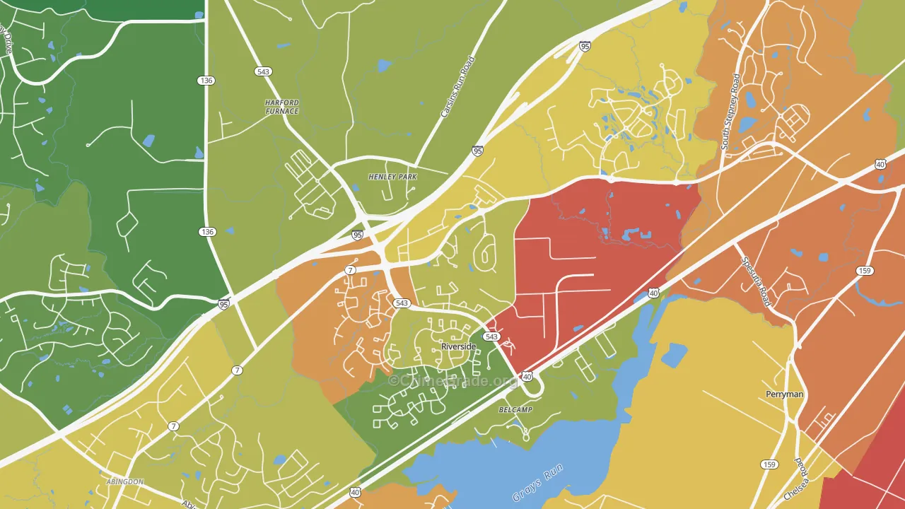 Riverside, MD Map of Theft Rates