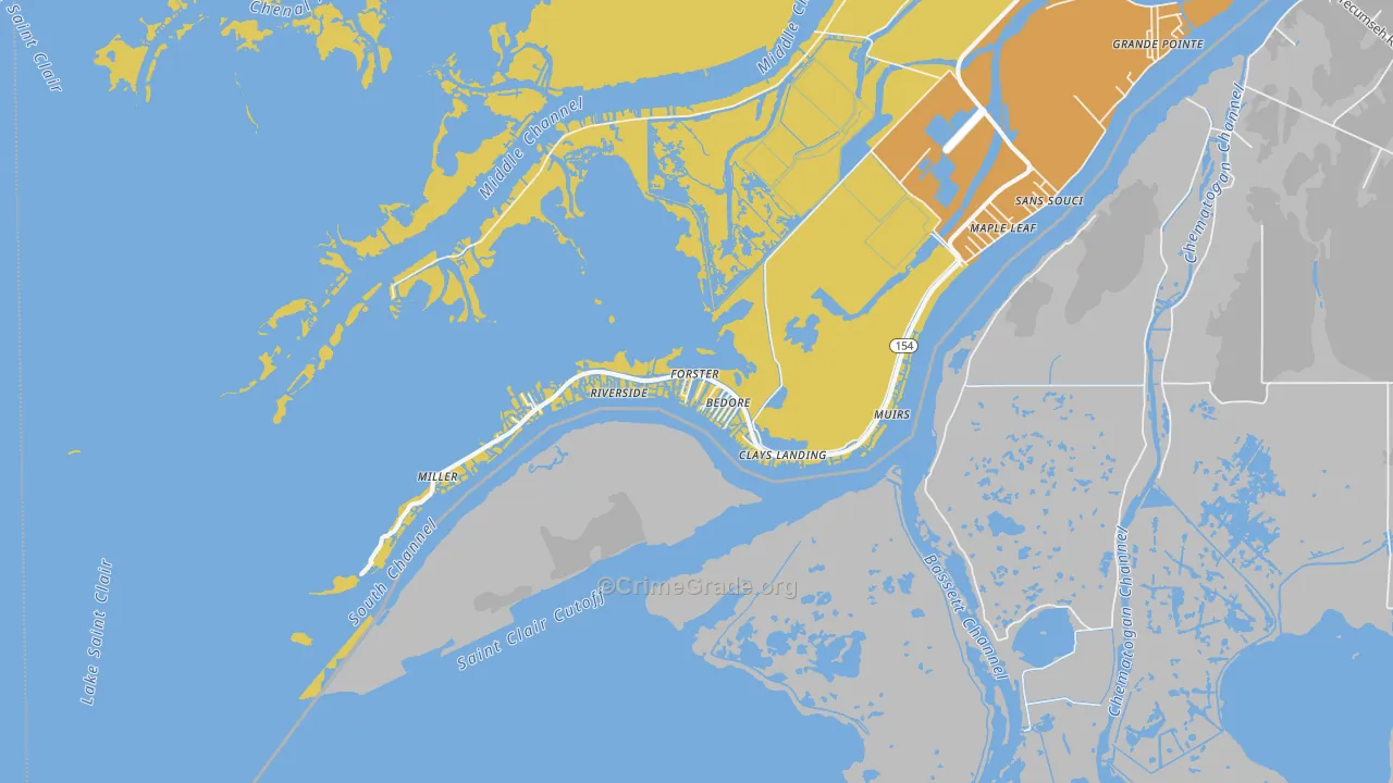 Riverside, MI Map of Theft Rates