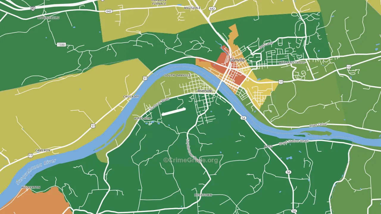 Riverside, PA Map of Theft Rates