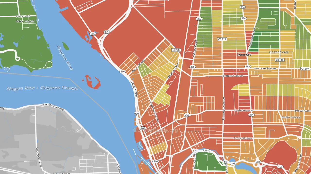 Riverside Park, Buffalo, NY Map of Theft Rates