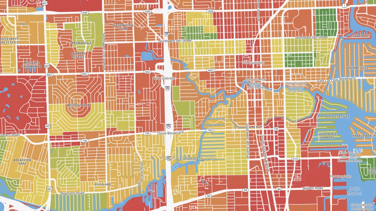 Riverside Park, Fort Lauderdale, FL Map of Theft Rates