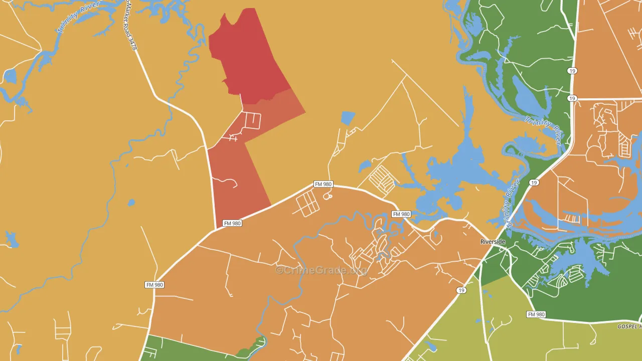 Riverside, TX Map of Theft Rates