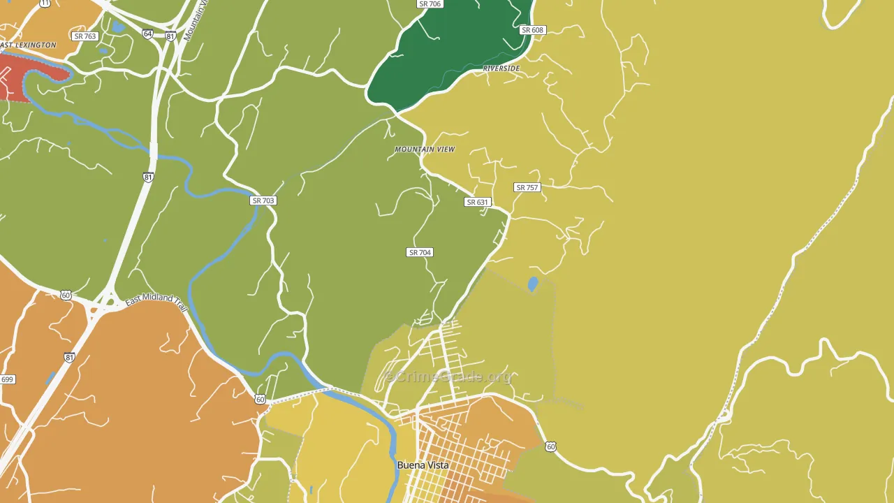 Riverside, VA Map of Theft Rates