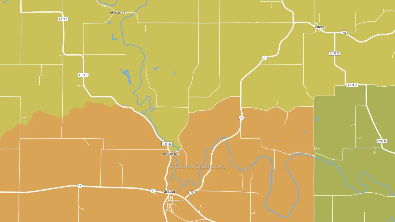 Riverside, WI Map of Theft Rates