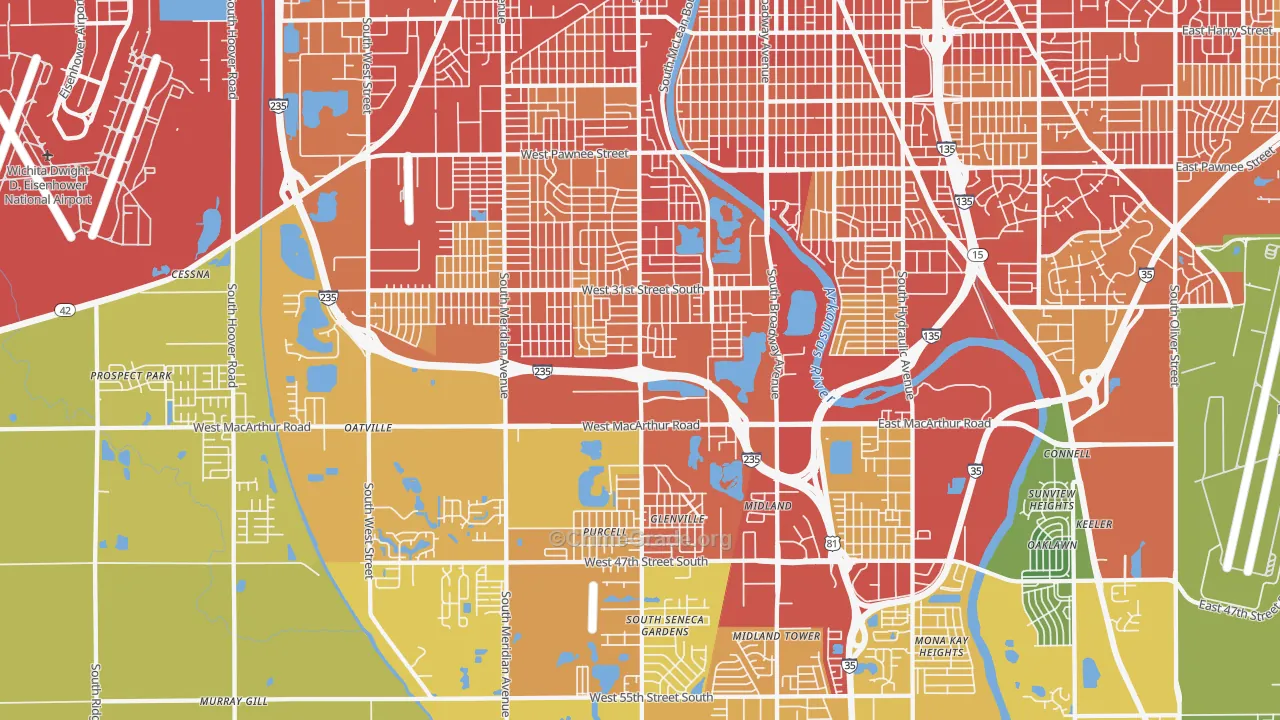 Riverside, Wichita, KS Map of Theft Rates