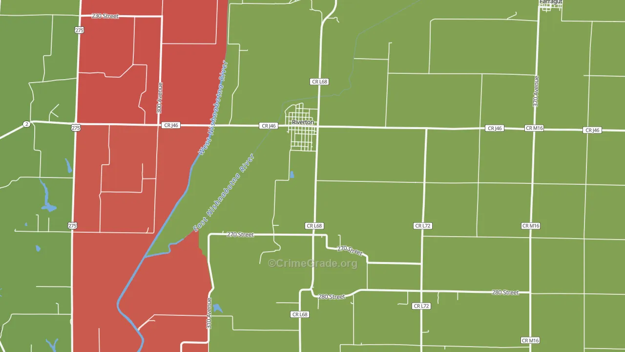 Riverton, IA Map of Theft Rates