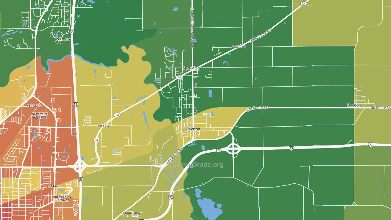Riverton, IL Map of Theft Rates