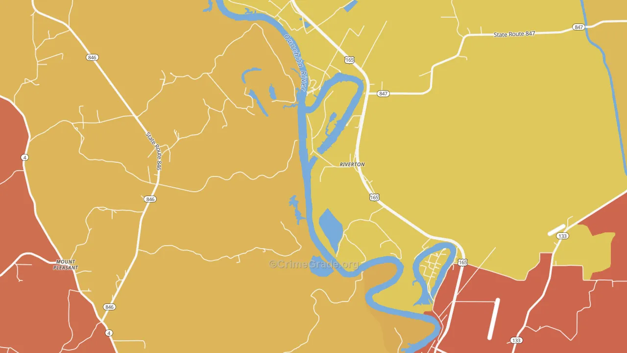 Riverton, LA Map of Theft Rates