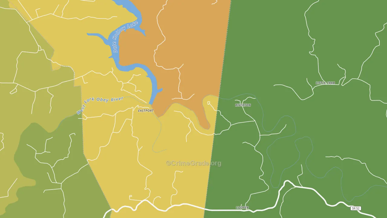 Riverton, TN Map of Theft Rates