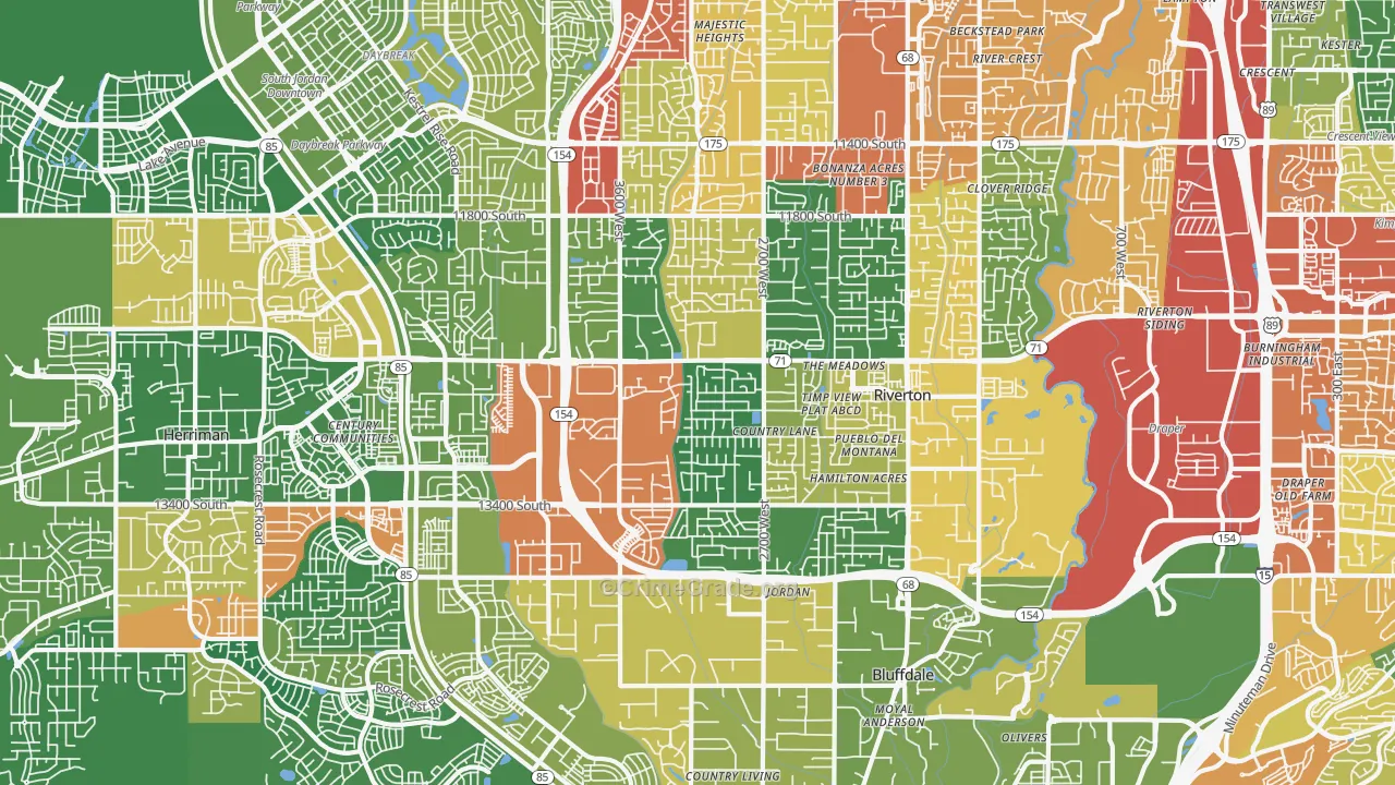 Riverton, UT Map of Theft Rates