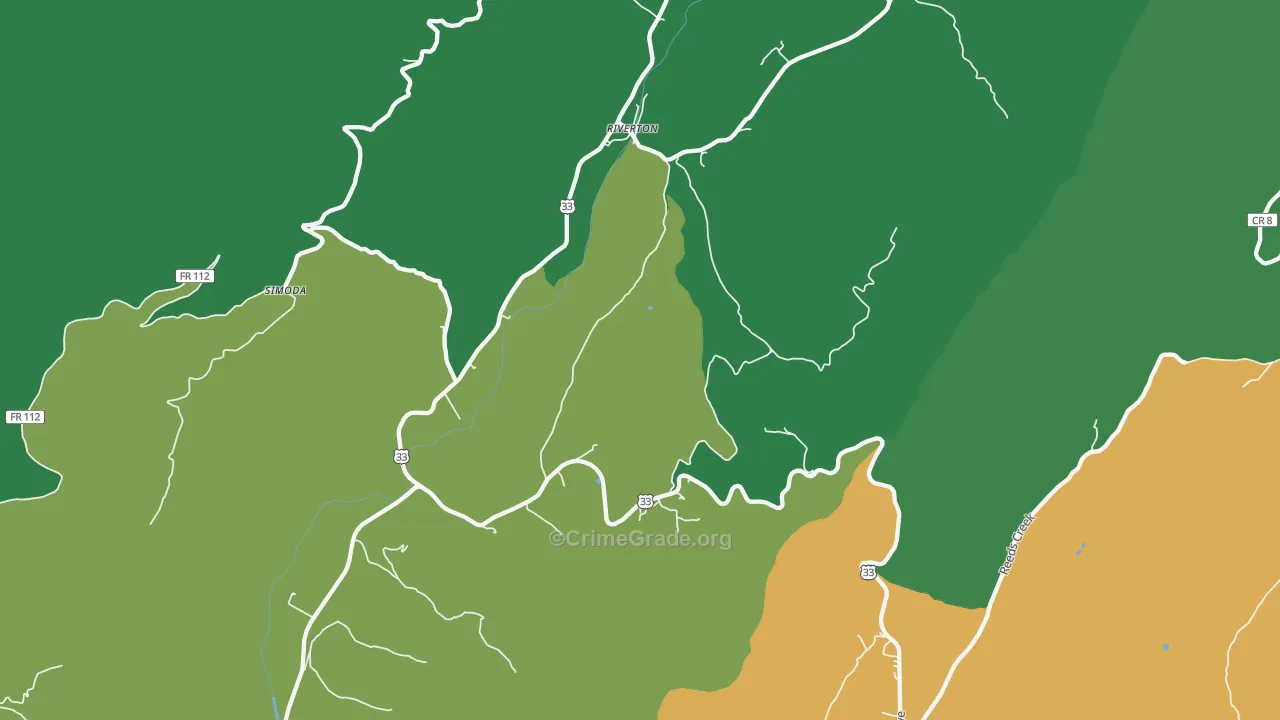 Riverton, WV Map of Theft Rates