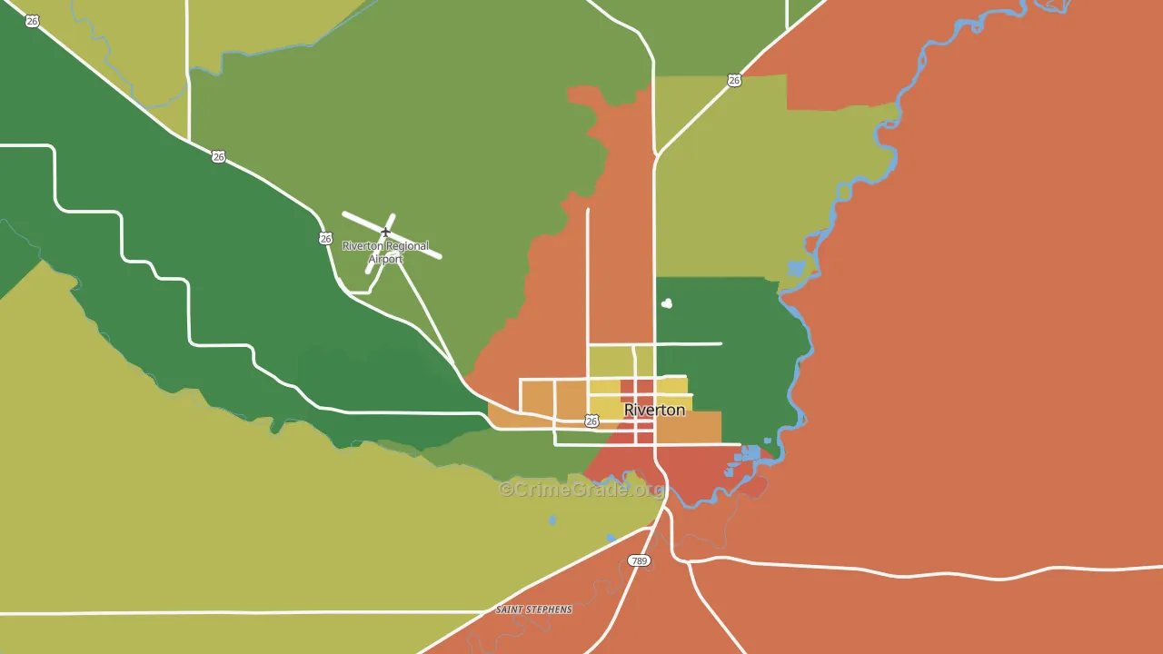 Riverton, WY Map of Theft Rates