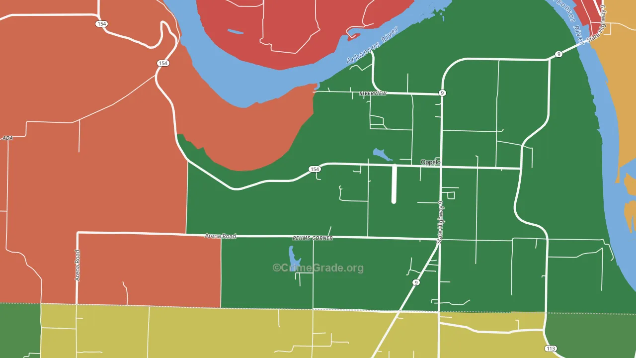 Riverview, AR Map of Theft Rates